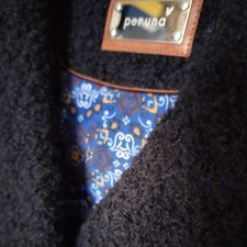 M & S  Per Una Navy Blue Boucle Textured Detail Wool Blend Button Up  Coat  UK12