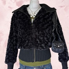 Black bomber jacket faux fur
