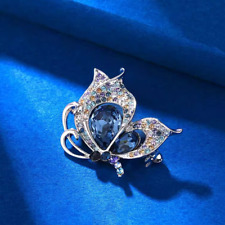 Butterfly Sapphire Crystals Vintage Style Diamante Brooch Pin Charm Cute Wedding