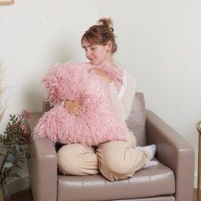 24x24" LARGE LUXURY MONGOLIAN FUR CUSHION COVER, OPTION OF REMOVABLE PAD FILLING