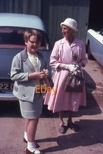 35mm Slide - Interesting Looking Older Woman With Young Girl, Mid 1960s