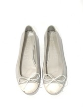 Chanel EU37 Grey and White Rubber Ballet Flats with Bow Tie