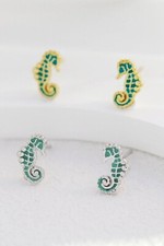 S925 Sterling Silver Seahorse Stud Earrings Sealife Dainty Jewellery Gift Women