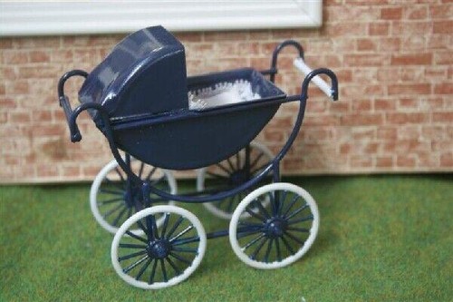 Navy white pram - white, pram,