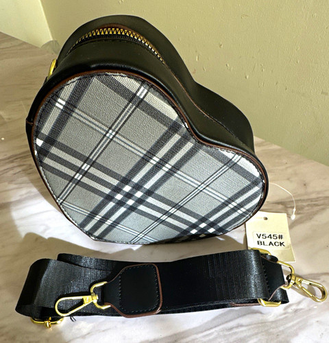 Heart plaid faux leather - heart,