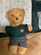 Pedigree 1950s Irish Teddy Bear 35cm  Mohair Balding Wearing Scout Outfit