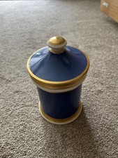 Vintage 1950's Kirkham Pottery England   Blue Glazed Pottery Apothecary Jar 