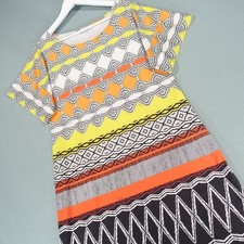 Emilio Pucci Dress Womens 44 Yellow Orange Silk Firenze Italian Aztec Opt Art