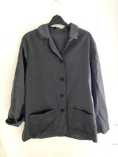 Lisa Campione Jacket Style Blouse Metallic Silver Grey Size M Oversized
