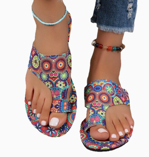 Women ethnic print sandals - print,
