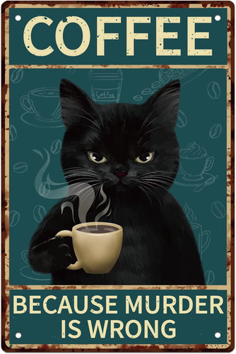 Vintage coffee cat metal - vintage,