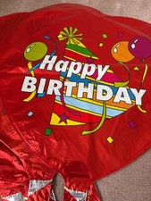 6 x Heart shaped Happy Birthday Balloons Red Foil NEW Helium or self fill 19"