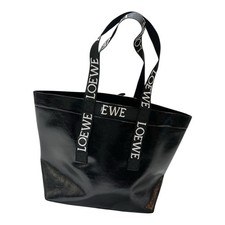 Loewe Fold Shopper Tote Bag In Genuine Black Leather