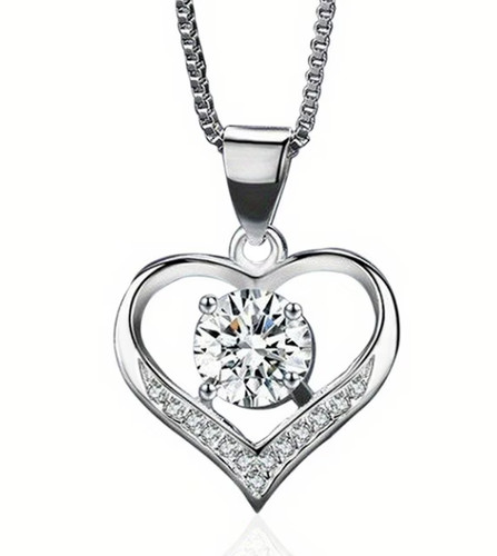 Silver diamond heart - silver, pendant