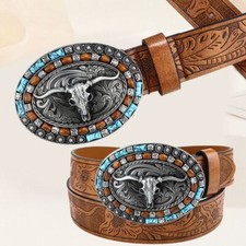 Bull Pattern Buckle Belt