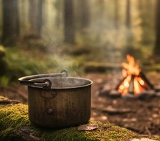 Vintage Galvanized Steel Cooking Pot Kettle Billy Can – Camping BBQ Fire Pit
