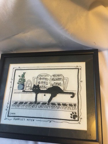 Framed black and white cat - white,