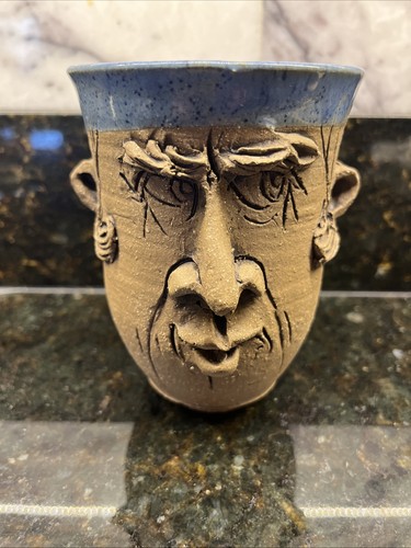 Pottery mug folk art ugly - mug, face