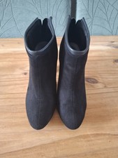 Black Suede Ankle Boots Size 6 UK