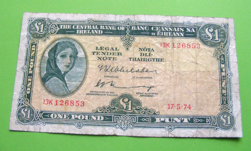 1974 irish one pound - irish,
