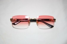 Authentic Cartier Black/Gold Glasses w/ Rose Gradient, Rimless Lenses - CT0287O