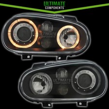 VW Golf Mk4 Hatchback 1998-2004 Performance Black Angel Eyes Headlights Lamps