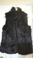 Gap Women's Black Gilet Body Warmer with Faux Fur Size S