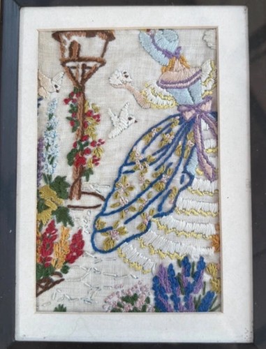 Vintage crinoline lady framed - vintage,