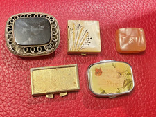 Job Lot - 5 Assorted Vintage Square and Rectangle Pill / Trinket pots and boxes