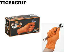 100 x Tiger Grip Orange *Quality Nitrile* Gloves Workshop approved TIGERGRIP 'L'