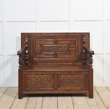? 19th Century Carved Oak Monk’s Bench | Versatile Seating & Storage
