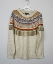 Weird Fish Womens Opehlia Fairisle Knit Long Sleeve  Jumper Cream Size 10 - 16