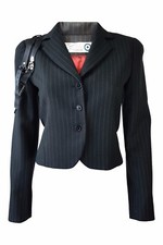 FAKE LONDON Pin Stripe Chain Link Punk Jacket (S | US 4 | UK 8)