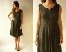 1950's Vintage Black & Gold Stripe Taffeta Sleeveless Prom Dress Size S/M