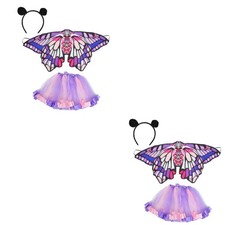  2 Sets Ballet Tutu Suit Child Festival Butterflies Skirt Girl Dress