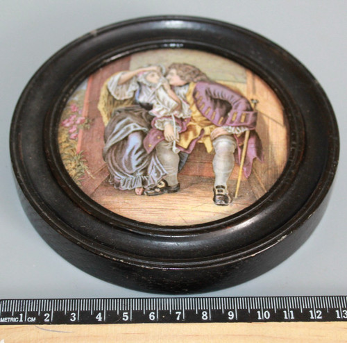 Antique prattware pot lid - antique,