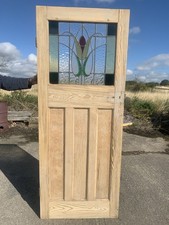 ASG 66 ( 31 1/2 X 79 1.2 ) Old  Original 1930's Stained Glass Internal Pine Door