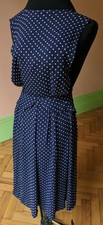 TRUE VINTAGE 1940s DOTTED/NAVY CREPE PINAFORE DRESS