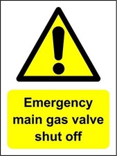 Mains gas shut off safety sign