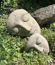 STONE GARDEN BEAUTIFUL PAIR OF HALF FACE MODERN ART STATUE CONCRETE ORNAMENT
