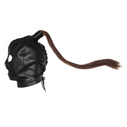 Leather head harness hood - pu,
