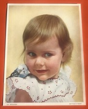Vintage Retro 1950s Art Print Photograph Girl Budgie Bird Child Toddler Picture