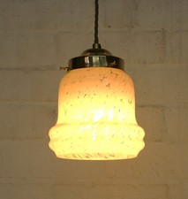 Ceiling Light Antique Art Deco Yellow Glass Pendant with Gallery & Fittings