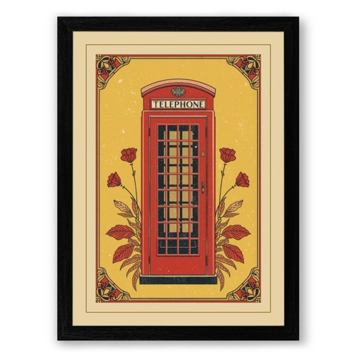 Telephone booth vintage - vintage, framed