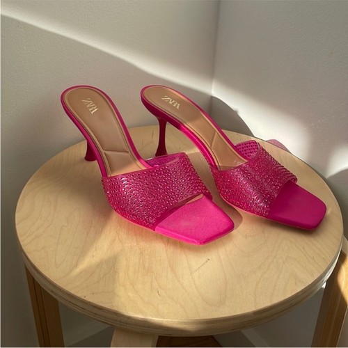 Zara pink rhinestone heels - pink,