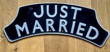 Just married Metal Railway Locomotive Plate/ Plaque Sign. Wedding
