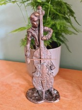 Bronze Figurine Cello Player by Alfons Burn Jazz Musician Concerts 1950s Rare 