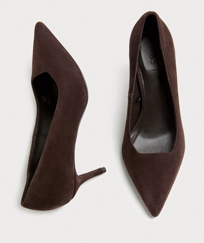 Ladies suede kitten heel court - ladies,