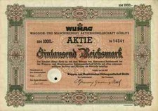 Wagon Factory Mechanical Engineering Wumag AG 1937 Görlitz Cottbus Krefeld 1000 RM Elevant