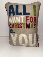 All I Want for CHRISTMAS Is You Pillow 13x10x5 Red And Cream